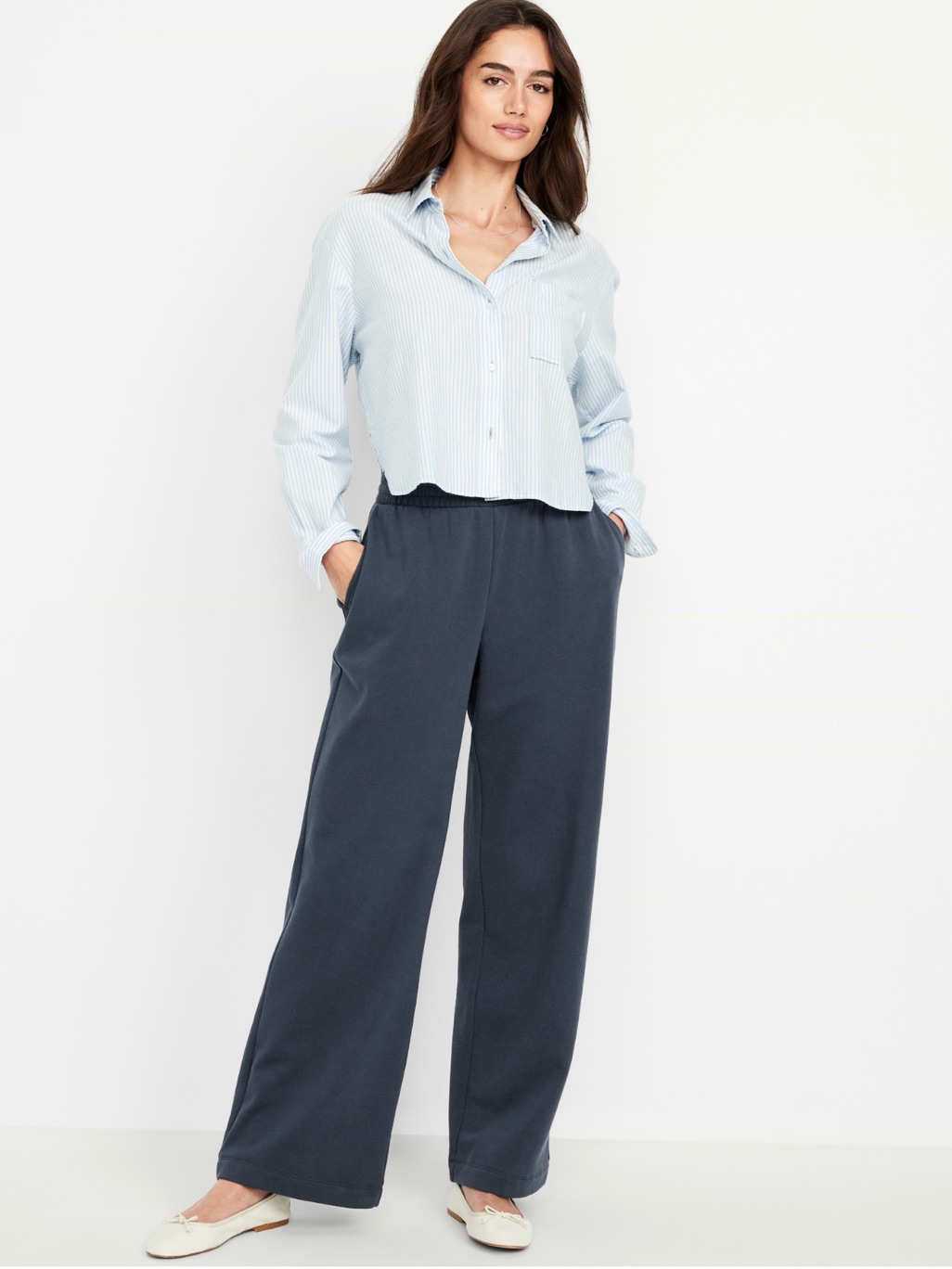 Old Navy Wide Leg Pants In Slate Blue